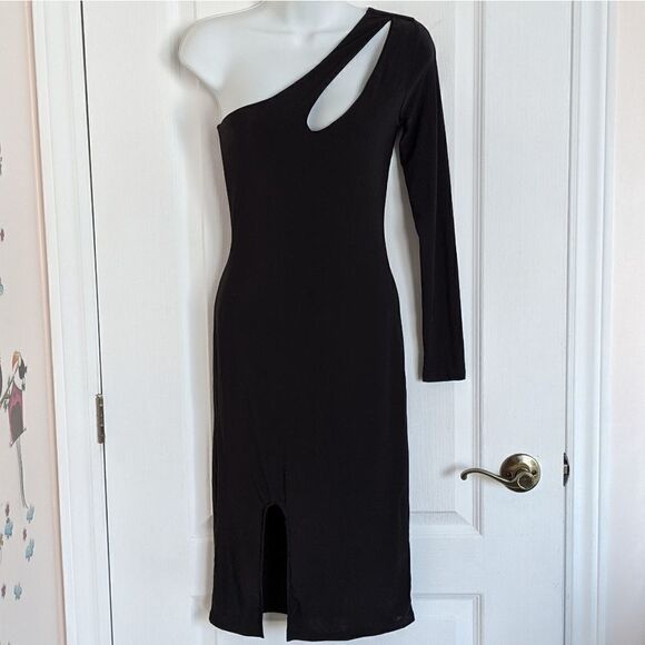 Nwt SAINTS21 one shoulder Bodycon fitted  black dress XS @i - Picture 3 of 10